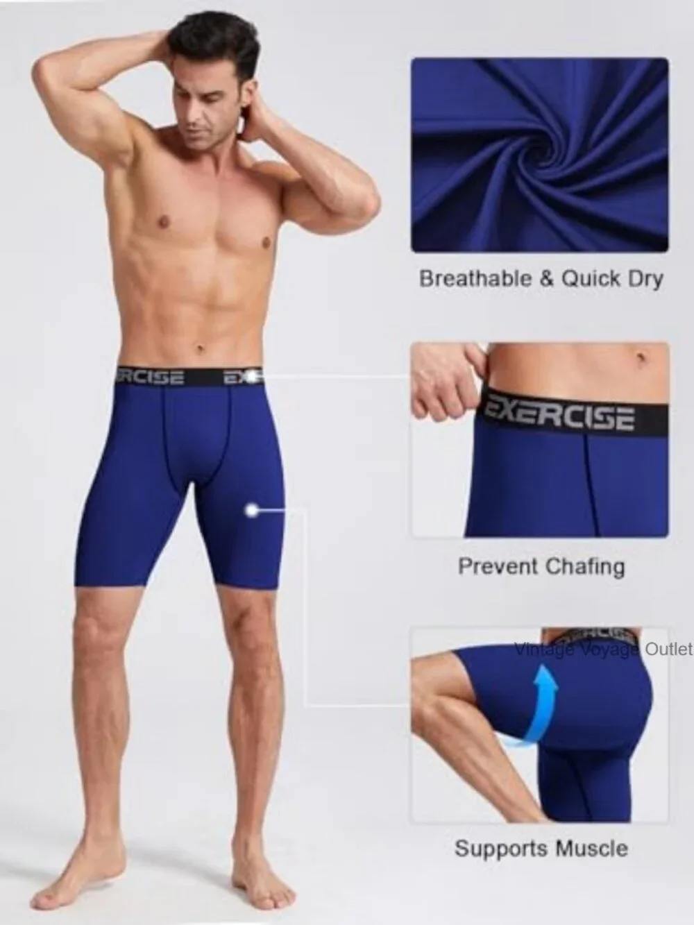 Men's Compression Shorts 4-Way Stretch Spandex Athletic Underwear for Running